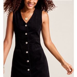 Francesca's Collections Black Sleeveless Button-Front Mini Dress